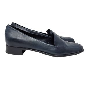 Etienne Aigner Navy Rush Leather Loafers Slip On Women's Shoes Size 6.5 M